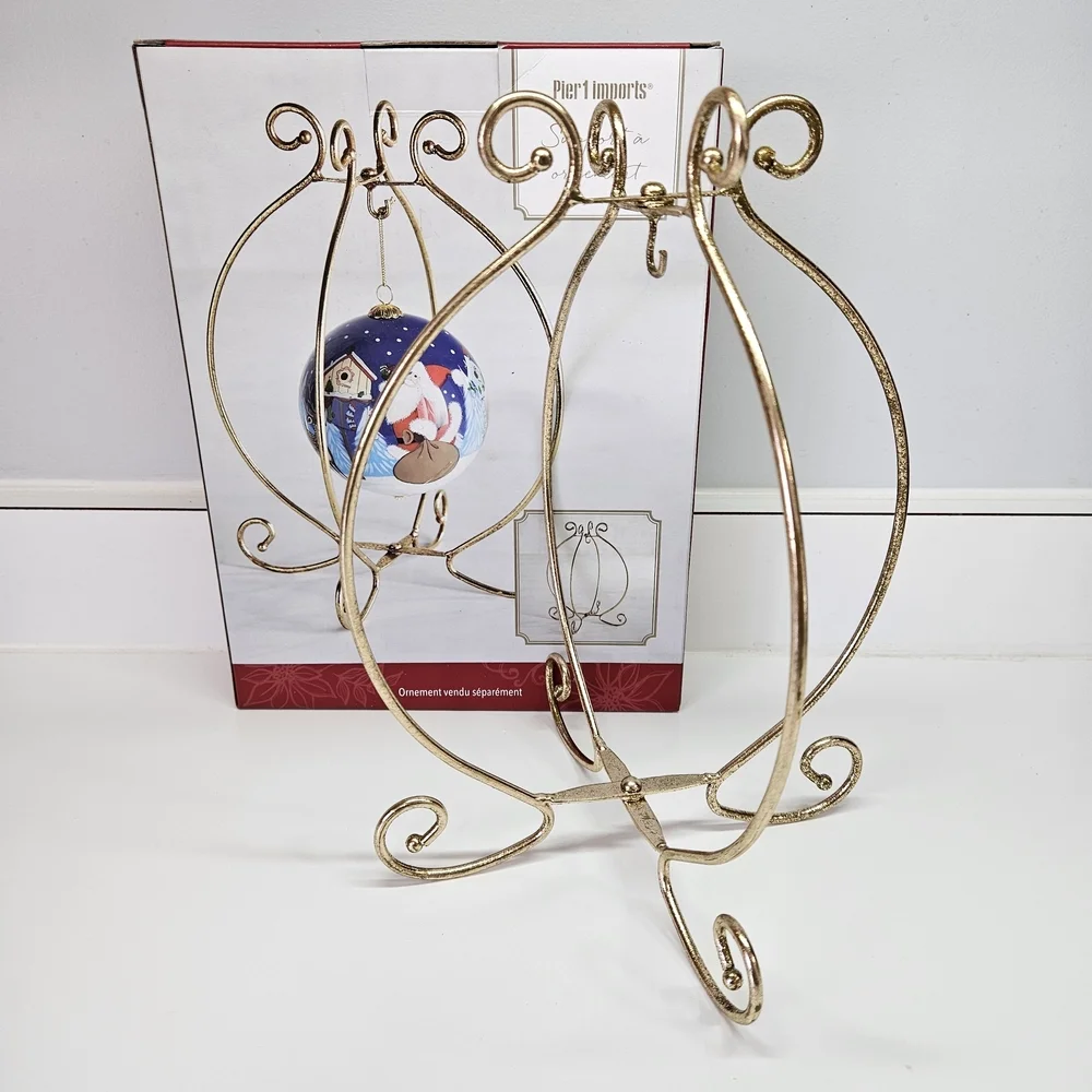Pier 1 Imports Gold Tone Folding Single Ornament Holder Display Stand